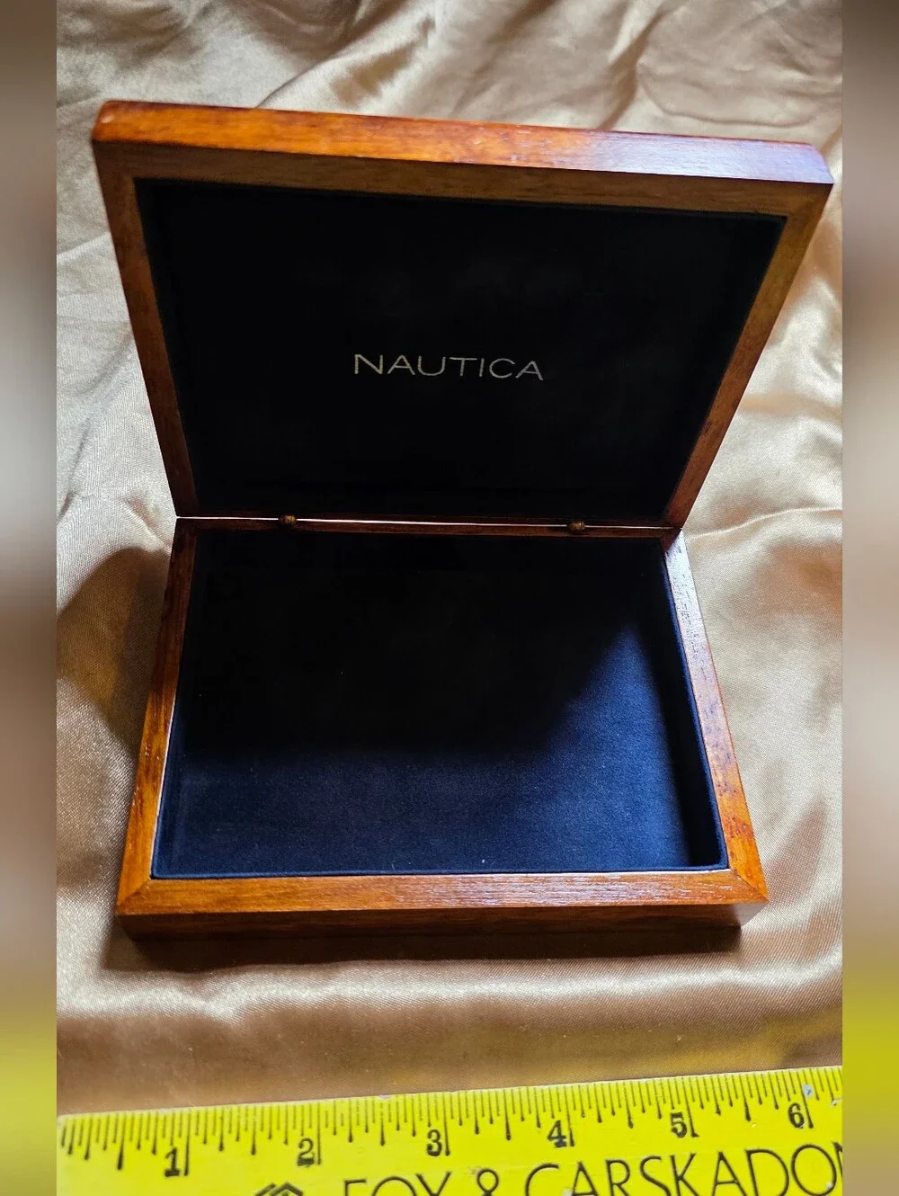 Nautica Polished Wooden Jewelry Box in Warm Brown Finish